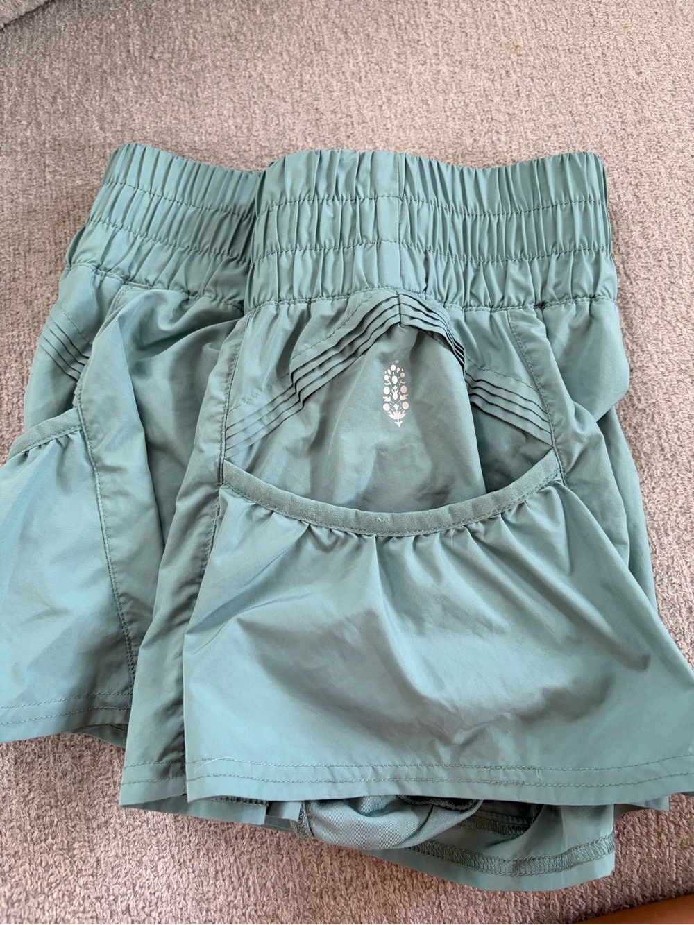 FP Movement Green Ruffle Hem Athletic Shorts